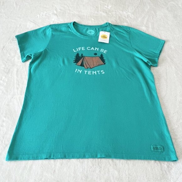 Life Is Good Life Can Be In Tents green crusher tee t-shirt size XL NWT - Picture 2 of 8